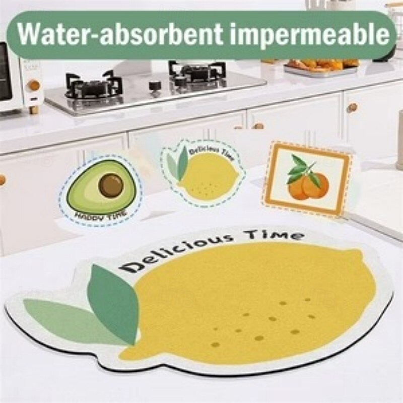 Kitchen Drain Mat Cartoon Silicone Diatom Mud Water Absorbent Mat for Countertop Table Coffee Table Dishware Heat Resistant Trivet Non-slip Home Kitchen Accessory4