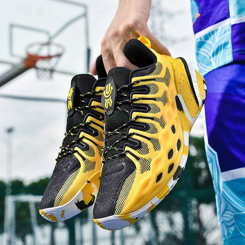 Men's Yellow and Black Mesh Running Sneakers – Breathable Lightweight Athletic Shoes for Gym, Training and Outdoor Sports2