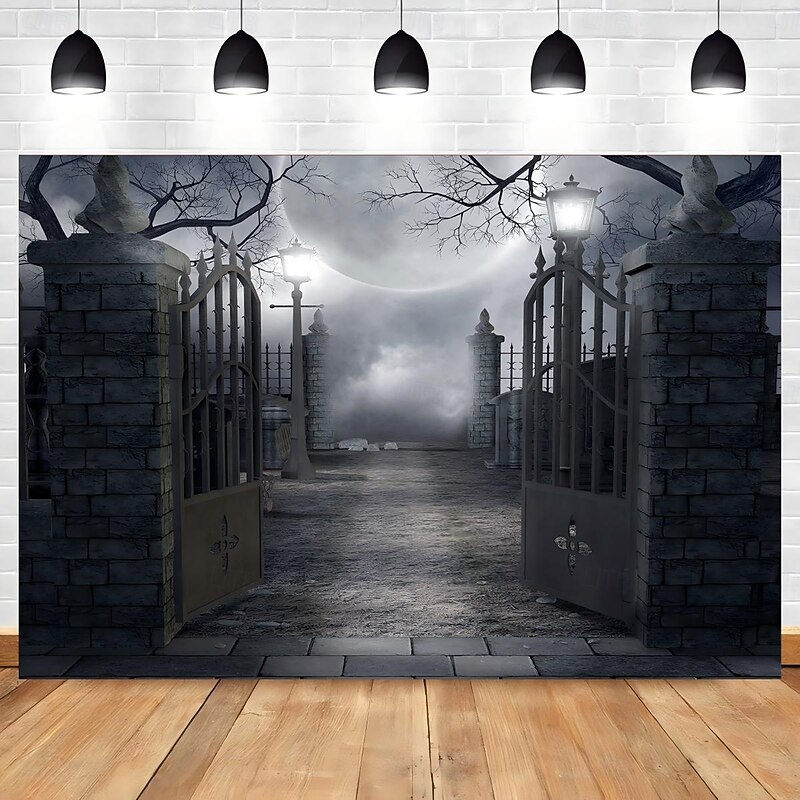 Halloween Horror Photograph Backdrop House Hanging Tapestry Wall Art Large Tapestry Mural Decor Blanket Curtain Home Bedroom Living Room Decoration3