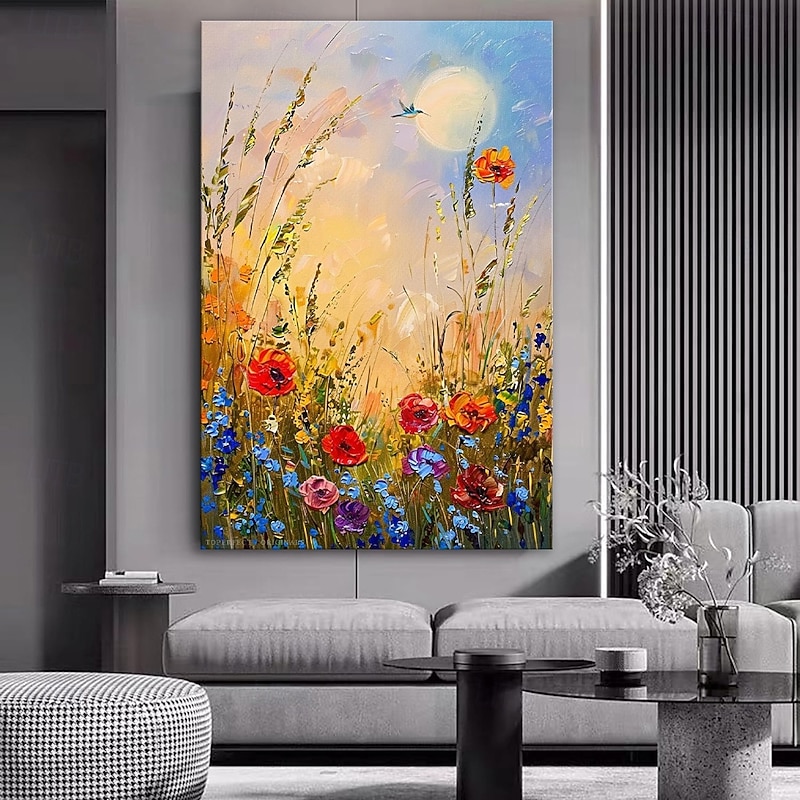 Handmade Oil Paintings Canvas Wall Art Decoration Modern Abstract Flowers Plants Fresh Charming Scenery for Home Decor Rolled Frameless Unstretched Painting