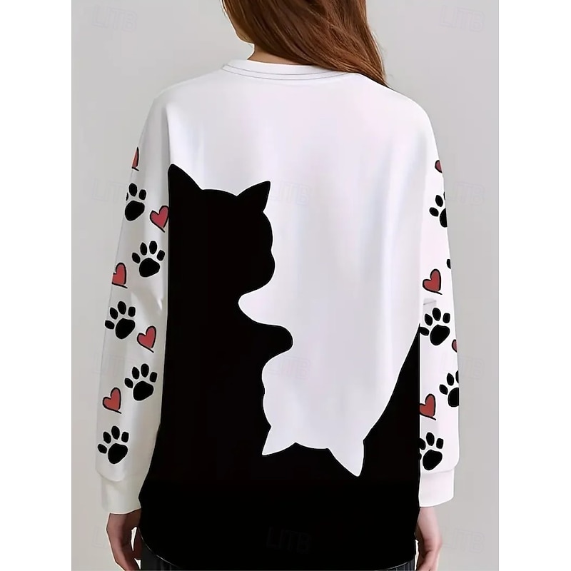 Women's Pullover Sweatshirt Graphic Tribal Abstract Fashion Casual Long Sleeve Crew Neck Round Neck Regular Tops Street Dailywear Casual Print Black White Pink Fall Winter2