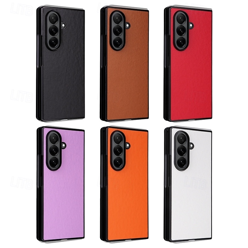 Phone Case For Samsung Galaxy Z Fold 7 Z Fold 6 Z Fold 5 Z Fold 4 Back Cover Shockproof Retro TPU PU Leather2