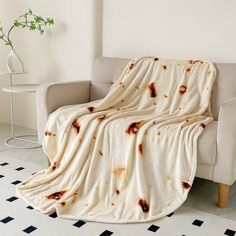 Mexican Tortilla Blanket, Large Round Plush Throw for Kids, Cozy Nap Blanket, Soft Fleece Shawl, Fun Food-Themed Round Blanket for Children