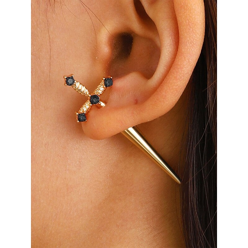 Women's Halloween Gothic Cross Dangle Earrings – Punk Spike Drop Stud Jewelry for Party, Cosplay and Nightlife4