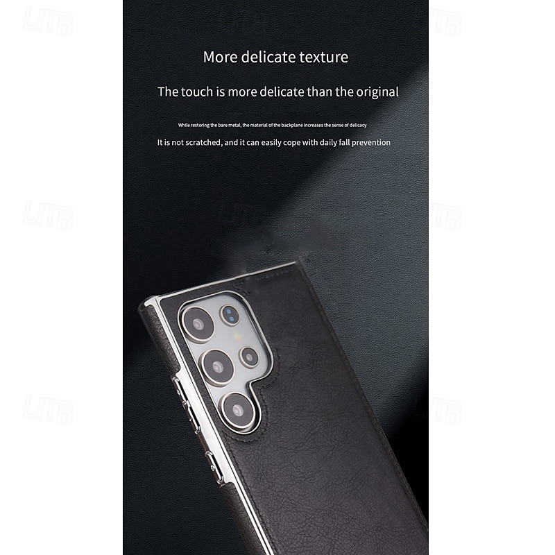 Phone Case For Samsung Galaxy S25 S24 S23 Ultra Plus Back Cover with Stand Holder Shockproof Retro TPU PU Leather2