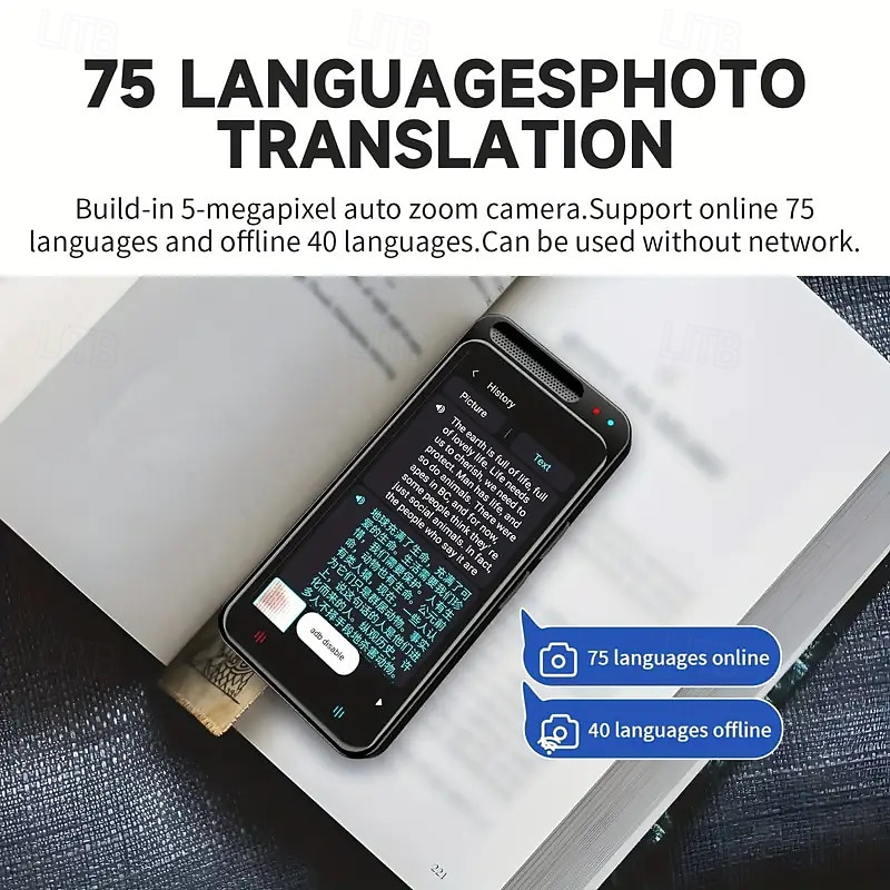 Portable Language Translator - Instantly Translates 138 Languages And Accents Supports Wifi/Offline/Photo Capture Compact And Lightweight Ideal For Travel Study And Business Use Headphones3