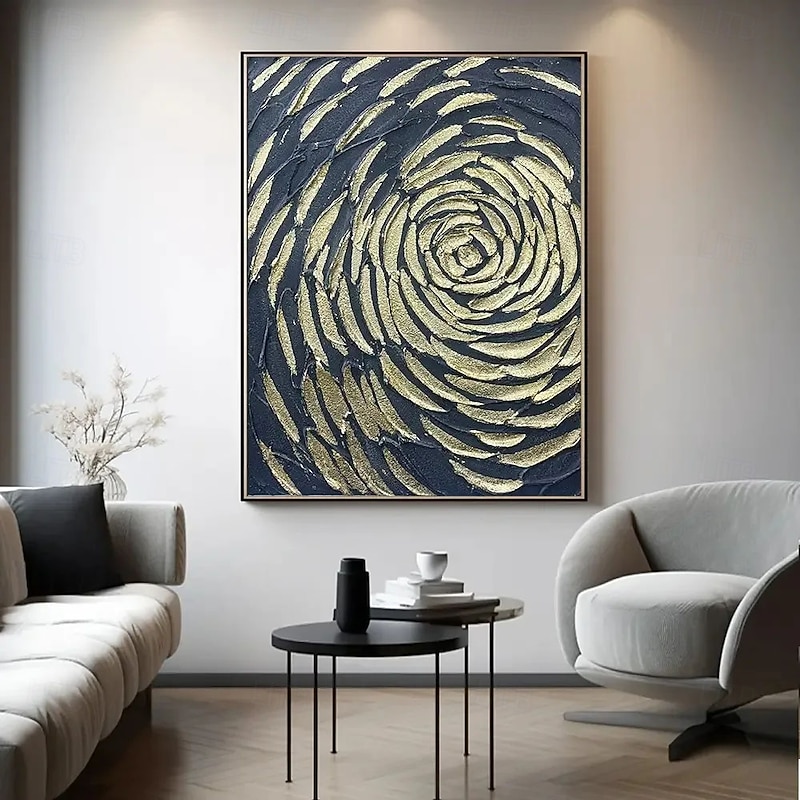 Handmade 3D Oil Painting Abstract Spiral Composition Showcasing Rich Colors Vibrant Hues Intricate Textured Brushstrokes Crafted with Impasto Technique featuring Smooth Gradient Transitions