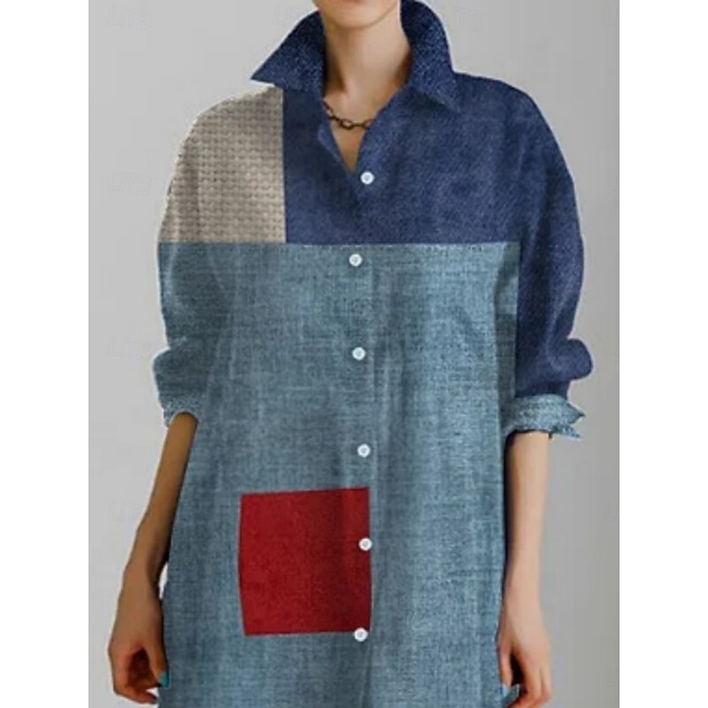 Women's Midi Dress Shirt Dress Casual Dress Fashion Modern Daily Holiday Weekend Regular Fit Plaid 3/4 Length Sleeve Shirt Collar Blue Summer Spring Fall2