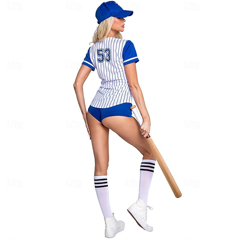 Striped Sports Baseball Uniform Party Outfit COS Sexy Cheerleading Uniform Cheerleading Uniform Halloween Costume3