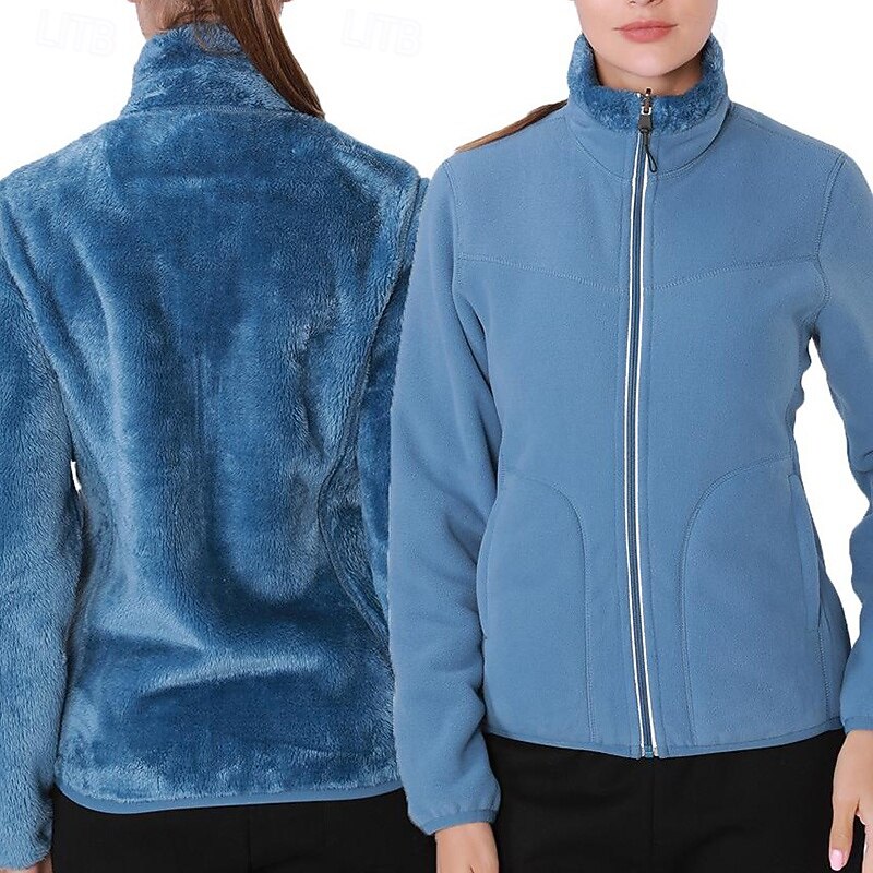 Women's Hiking Jacket Fleece Jacket Thermal Jacket Winter Outdoor Thermal Top Light Green Red Blue Green