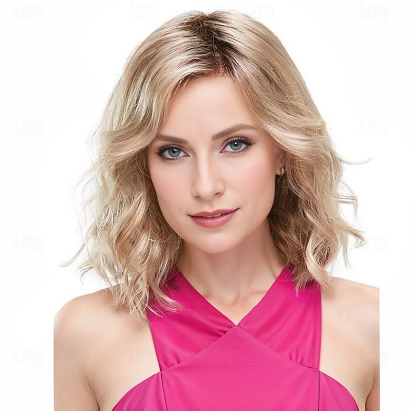 Women's Wavy Blonde Bob Wig – Layered Synthetic Hair for Cosplay, Halloween & Everyday Fashion
