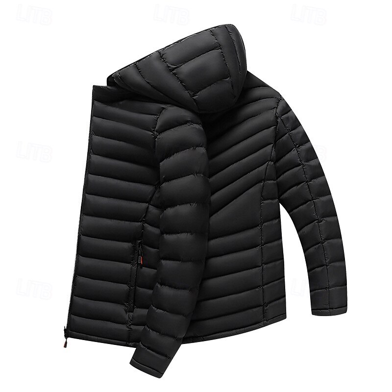 Men's Winter Coat Puffer Jacket Padded Jacket Pocket Polyster Vacation Daily Wear Date Regular Fashion Casual Comfortable Thermal Warm Winter Solid / Plain Color Black Blue Army Green Puffer Jacket4