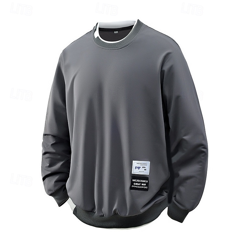 Men's Sweatshirt Pullover Hoodie Sweatshirt Pullover Black White Pink Blue Gray Crew Neck Plain Patchwork Sports & Outdoor Casual Daily Streetwear Cool Sportswear Spring &  Fall Clothing Apparel4