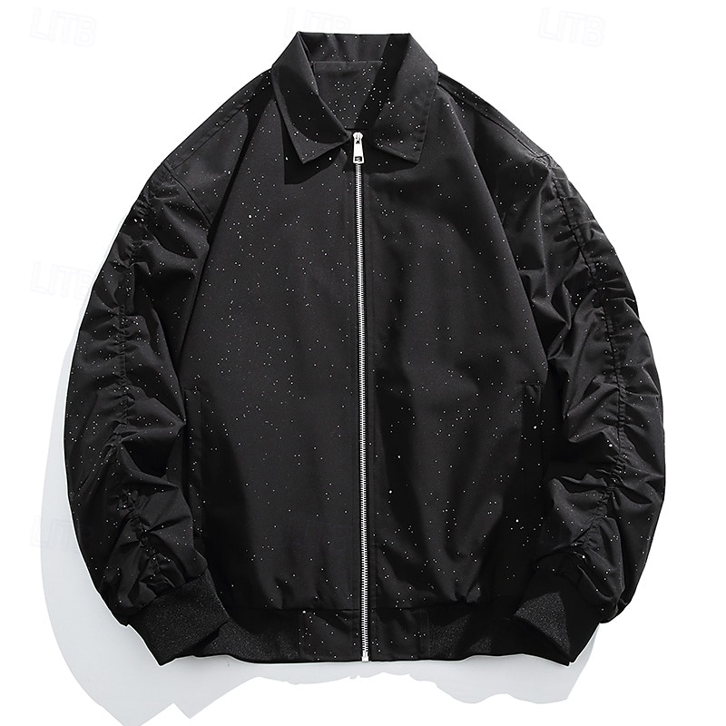 Men's Jacket Casual Jacket Outdoor Vacation Warm Zipper Pocket Fall Winter Plain Fashion Streetwear Standing Collar Regular Apricot Black Jacket