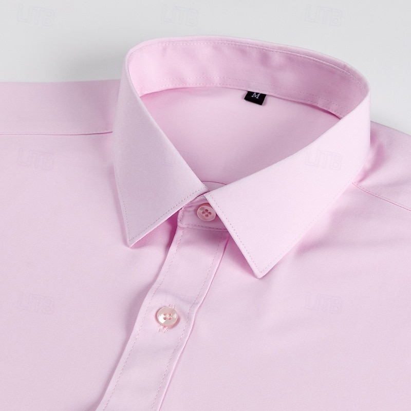 Men's Shirt Dress Shirt Non Iron Shirt Button Up Shirt Club Collared Shirt Plain Wedding Street Black White Pink Wine Long Sleeve Turndown Summer Spring Clothing Apparel4