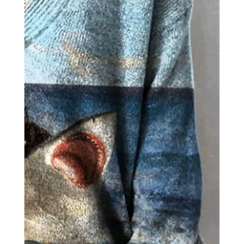 Women's Sweater Fashion Color Block Ribbed V Neck Knitted Long Sleeve Regular Tops Knit Holiday Going out Weekend Blue Fall2