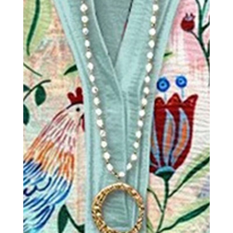 Women's T Shirt Floral Fashion Modern 3/4 Length Sleeve V Neck Regular Tops Daily Ruffle Print Blue Summer2