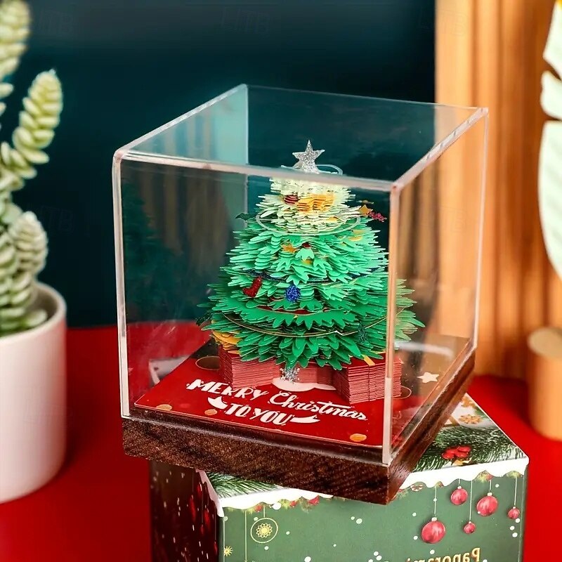 3D Memo Pad Christmas Calendar 2026 3D Calendar Creative Desk Calendar with Light Creative Tear Away Paper Carving Art Time Piece Calendar for Christmas Gifts New Year Presents2