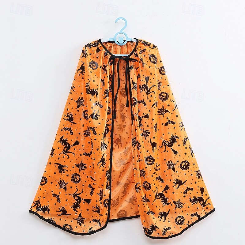 Kids Girls' Halloween Cape Pumpkin Fashion Outdoor Coat Outerwear 4-12 Years Fall Black Orange