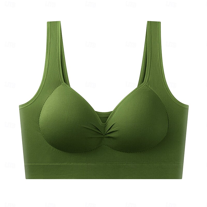 Women's Sports Bra V-neckline Stretchy Ultra Stretch Breathable Basic Medium Support Sports Solid Color Sports Bra For Running Yoga Oversize Plus Size Activewear3