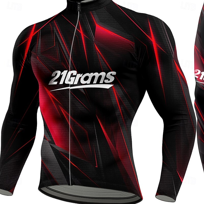 Men's Cycling Jersey with Tights Long Sleeve Wine Bike Thermal Warm 3D Pad Quick Dry Anatomic Design Ultraviolet Resistant Sports Graphic Geometric Clothing Apparel3