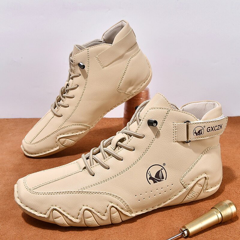 Men's Beige High-Top Tactical Combat Boots with Lace-Up Design – Lightweight Military Style Outdoor Footwear for Hiking, Work and Daily Wear4