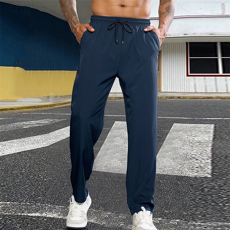 Men's Athletic Pants Trousers Casual Pants Drawstring Pocket Elastic Waist Plain Comfort Sports Outdoor Daily Fashion Casual Black Red Micro-elastic2