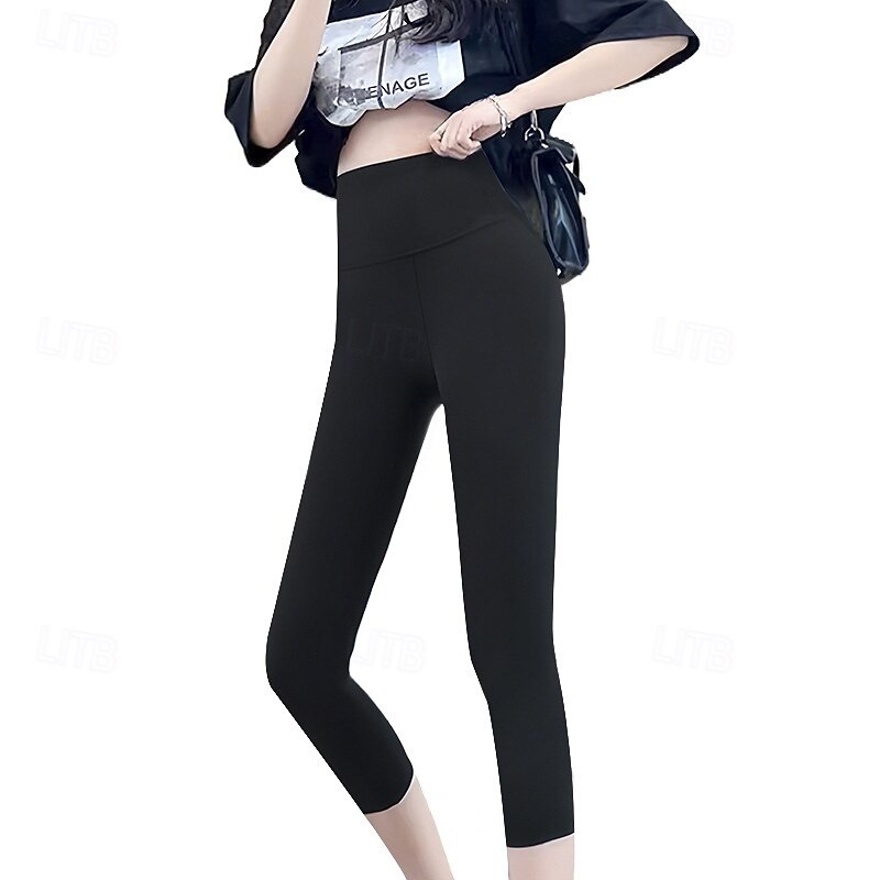 Women's Summer High - Waisted Capri Shark Pants for Petite Women Outer - Wear High - Waisted Yoga Leggings Thin Yoga Pants2