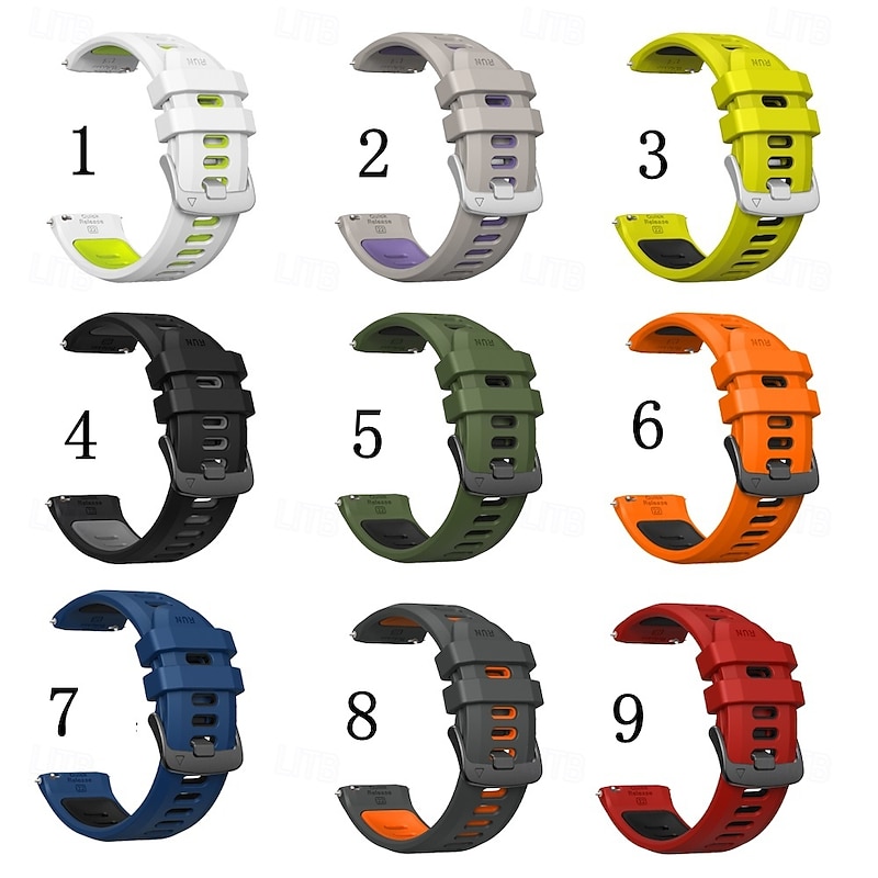 Watch Band for GarminForerunner 570 47MM/265 (music)/255 (music)/Venu 3/vivoactive 4 Marq Descent Quatix 22mm Stainless Steel Silicone Replacement Strap Two Tone2