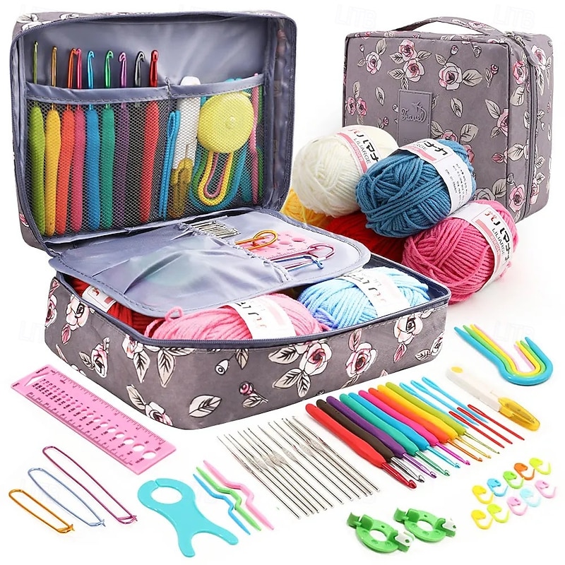 59Pcs/Set Portable Crochet Knitting Set DIY Beginner Crochet Hook Kit With Storage Bag Material Pack and Storage Tools Novice Portable Hand DIY Knitting Tools 1pc4