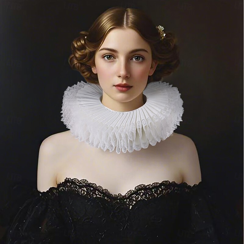 Rococo Victorian Renaissance Elizabethan Ruffle Collar Nobleman Noblewoman Fancy Dress Unisex Halloween Carnival Performance LARP Ren Faire Adults Collar All Seasons