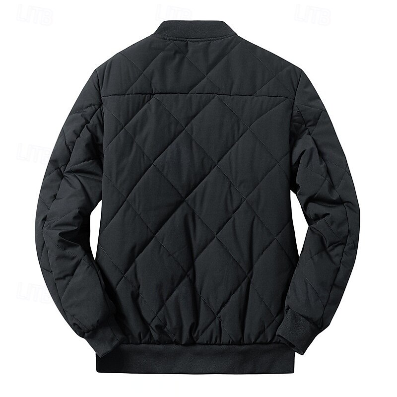 Men's Winter Coat Quilted Jacket Fleece Jacket Parka Pocket Polyster Vacation Daily Wear Date Regular Fashion Casual Comfortable Thermal Warm Winter Solid / Plain Color Dark Grey Black Beige Puffer3