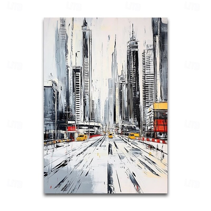 Street Scenery Handmade Art Canvas Decorative Oil Painting Urban Architecture for Living Room Decor Living Room Wall Picture No Frame4
