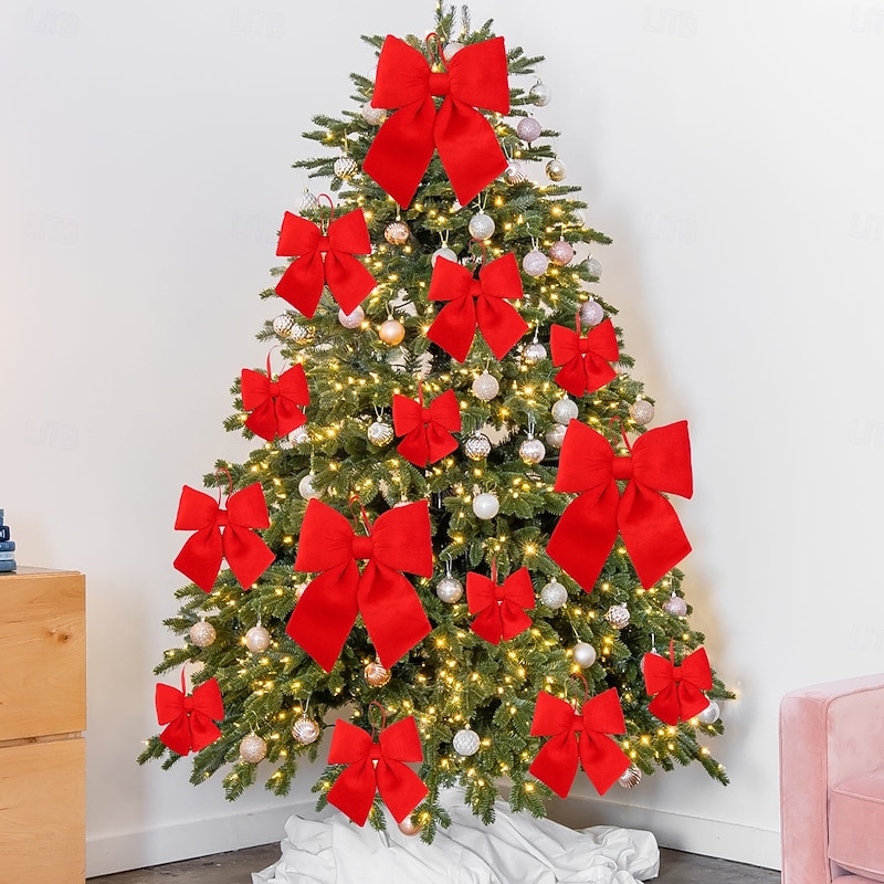 Christmas Red Bow Ornament Elegant and Durable Holiday Decoration, Perfect for Christmas Tree, Wreaths, Gifts, and Festive Home or Office Decor3