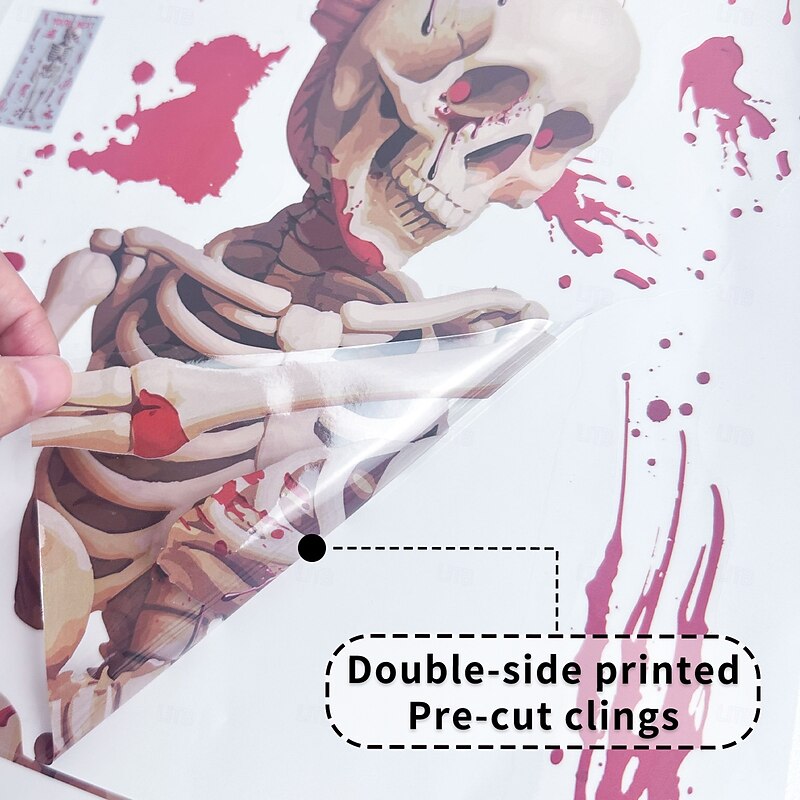 Halloween Window Cling Wall Sticker Decals Decorations, Scary Ghosts, Bloody Stains & Skulls, Static Cling, Halloween Party Home & Store Decor4