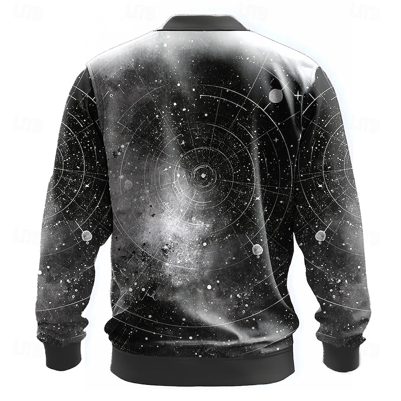 Men's Universe Sweatshirt Casual Long Sleeve Crew Neck Black Blue Crewneck 3D Print 3D All Seasons Designer4