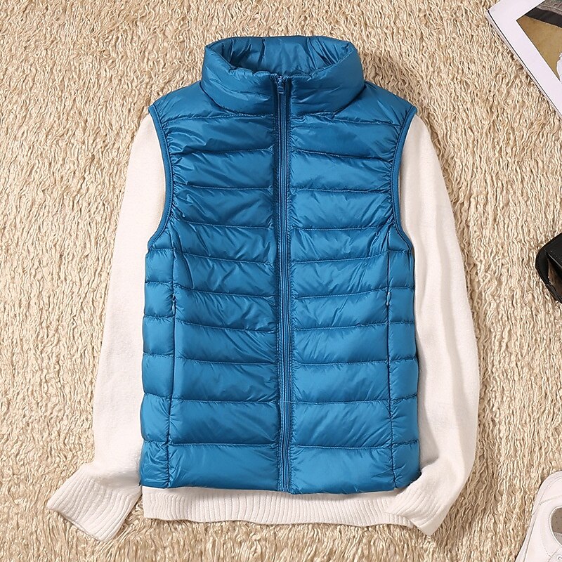 Women's Vest Warm Comfortable Zipper Pocket Fashion Plain Street Going out Casual Daily Weekend Zipper Regular Stand Collar Regular Fit Sleeveless Outerwear White Red Purple Fall Winter