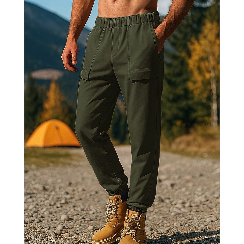 Men's Hiking Pants Trousers Fleece Pants Thermal Pants Jogger Pants Winter Outdoor Regular Fit Thermal Warm Bottoms Pocket Black Army Green Camping / Hiking Running S M L XL XXL4