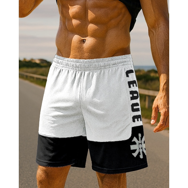 Men's Running Shorts Basketball Shorts Activewear Pocket High Waist Bottoms Athleisure Gym Workout Soft Lightwear Breathable Gym Workout Outdoor Running Loose Fit Sportswear Activewear Color Block4