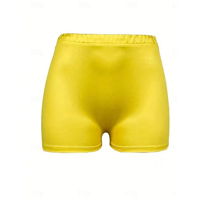 Women's Chinos Shorts Fashion Streetwear Basic Short High Waist Character Elastic Waistband Printing Comfy Soft Comfortable High Elasticity Outdoor Yoga Street Yellow Summer Spring Fall Regular Fit3