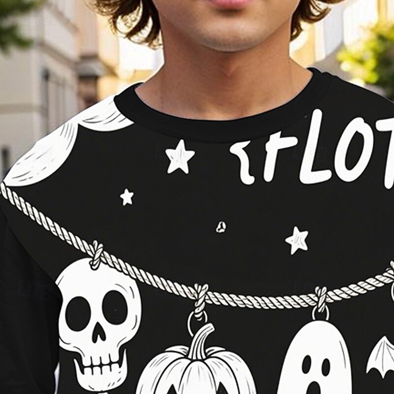 Halloween Boys' 3D Pumpkin Ghost T shirt Tee Long Sleeve Spring Fall Fashion Basic Kids 4-12 Years Crew Neck Outdoor Casual Daily Regular Fit4