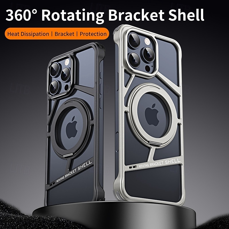 Phone Case For iPhone 17 Pro Max 17 Air 16 15 14 Pro Max 13 Pro Max Back Cover with Stand Holder Magnetic Shockproof Metal