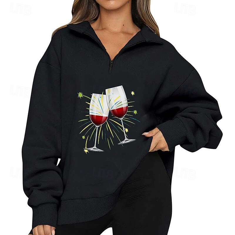 Women's Pullover Sweatshirt Lounge Top Christmas Sweatshirts Hooded Long Sleeve Top Athleisure Graphic Holiday Vacation Sportswear Activewear Black White Pink2