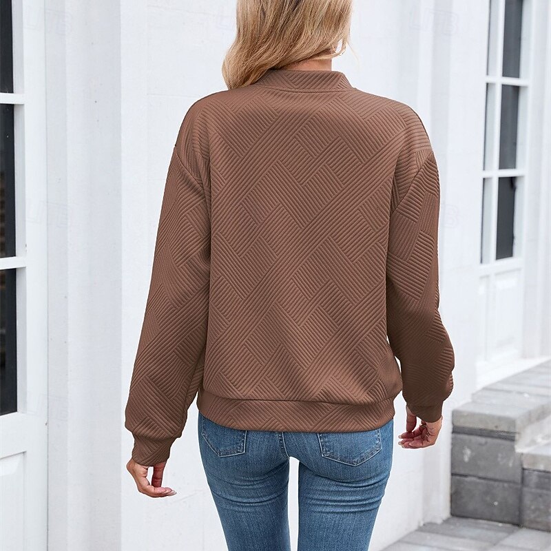 Women's Coat Casual Jacket Comfortable Breathable Zipper Fashion Modern Casual Plain Going out Weekend Zipper Regular Stand Collar Regular Fit Long Sleeve Outerwear Black Pink Wine Spring Fall2