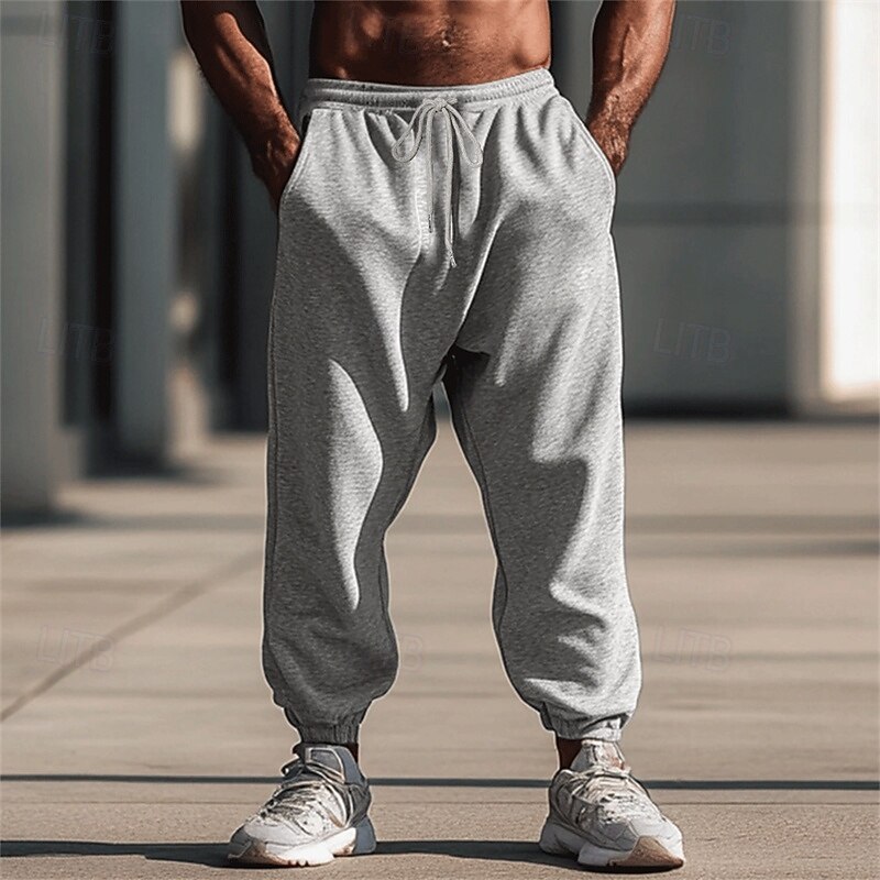 Men's Sweatpants Joggers Fleece Pants Trousers Drawstring Pocket Elastic Waist Plain Moisture Wicking Breathable Full Length Outdoor Daily Streetwear Fashion Classic Style Black Gray