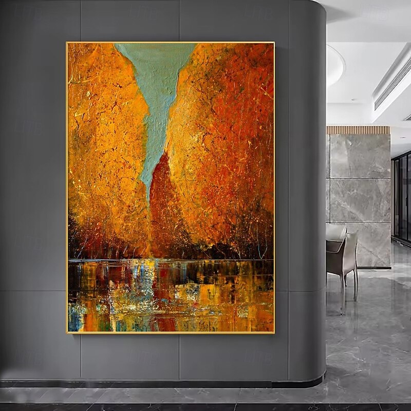 Abstract Autumn Landscape Oil Painting on Canvas pure Handmade Scandinavian Cuadros Trees and Lakes Wall Art Pictures Decor Living Room No Frame2