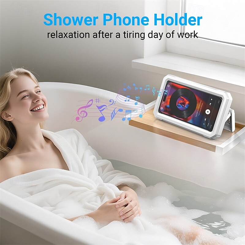 Waterproof Wall-Mounted Phone Holder for Shower & Bath – Hands-Free, Anti-Fog Screen, 360° Rotation4
