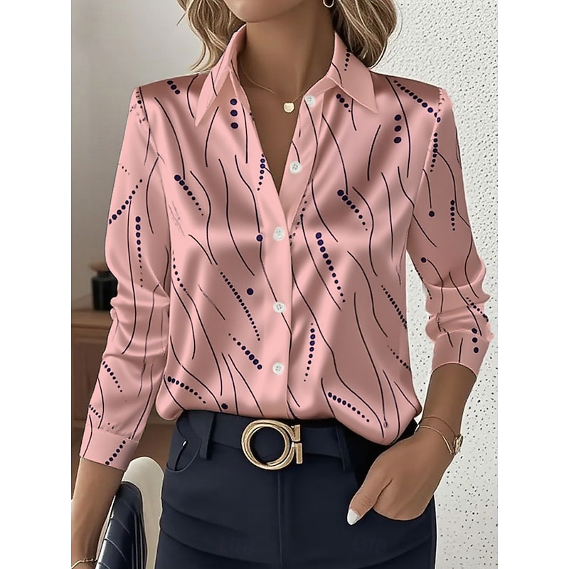 Women's Shirt Dressy Tops Formal Work Shirt Graphic Geometric Elegant Stylish Casual Long Sleeve Collar Party Evening Wear Daily Glitter White Pink Blue Orange Green Spring Fall Winter3