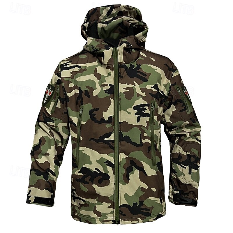 Men's Windbreaker Military Tactical Jacket Combat Jacket Outdoor Thermal Windproof Hiking Outfits Hiking Clothes Winter Autumn / Fall Top Hunting Camping / Hiking / Caving Camo Army Green Dark Green3