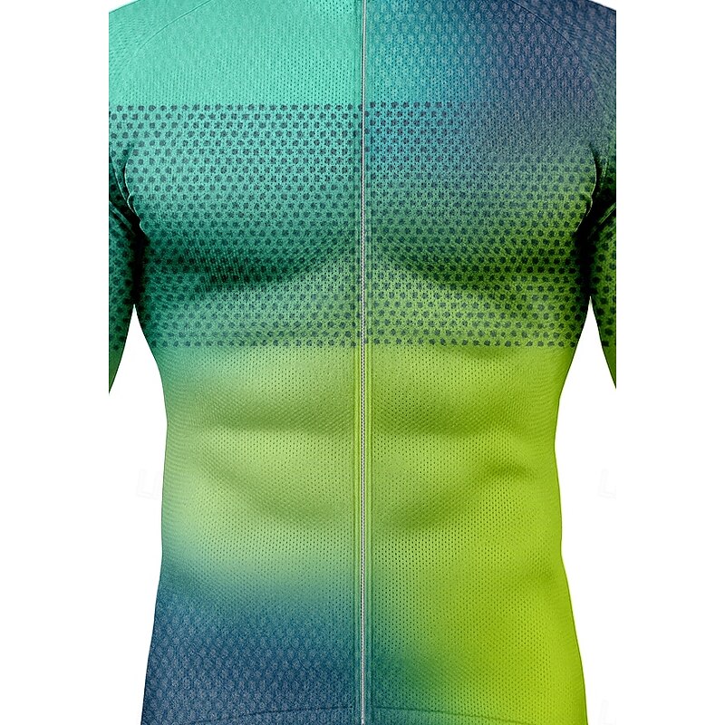 Men's Men Tops Cycling Jersey Ombre Graphic Color Gradient Long Sleeve Bike Jersey Top with 3 Rear Pockets Sun Sun Protection Sunscreen Quick Dry Sports Green Clothing Apparel3
